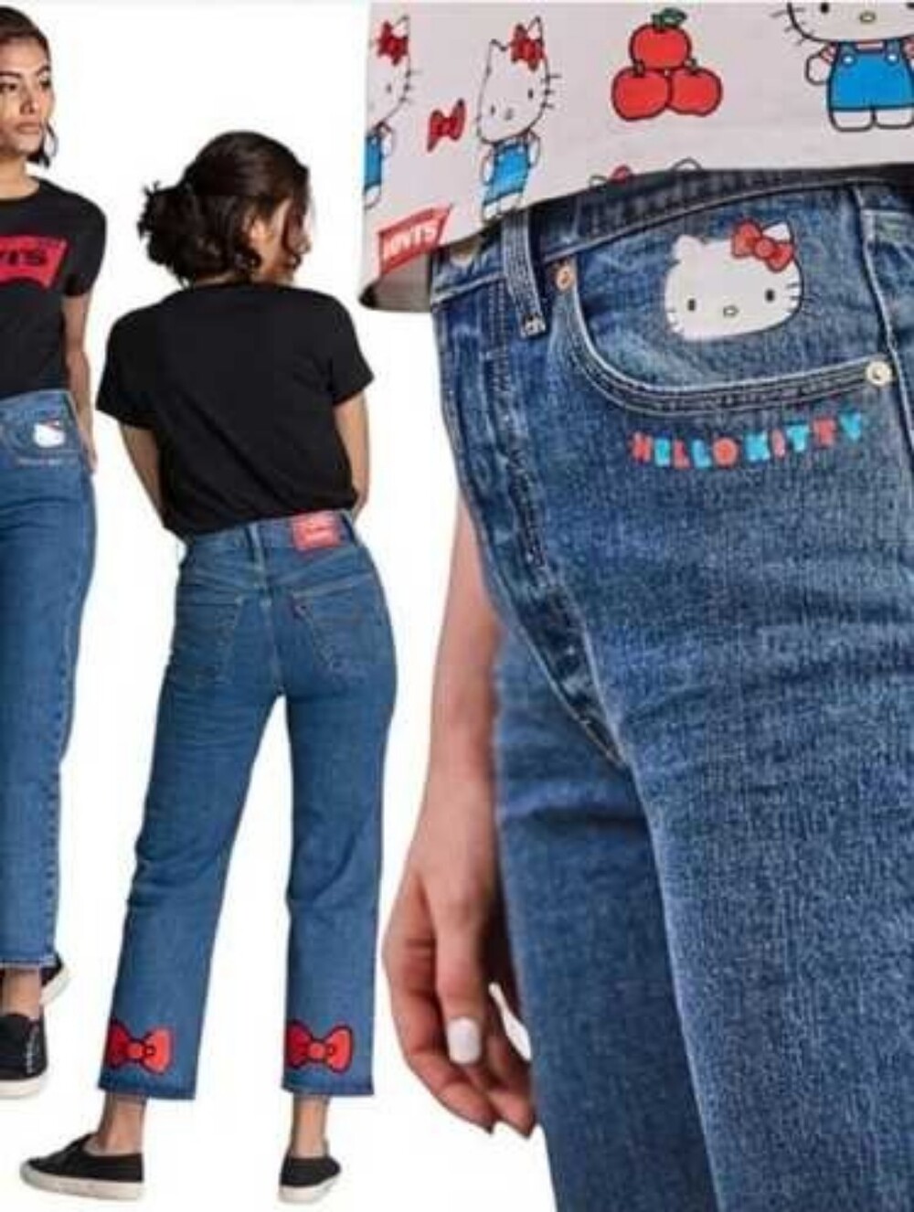 Levi's x Hello Kitty Ribcage Straight Medium Blue Wash Jeans 27W 27L